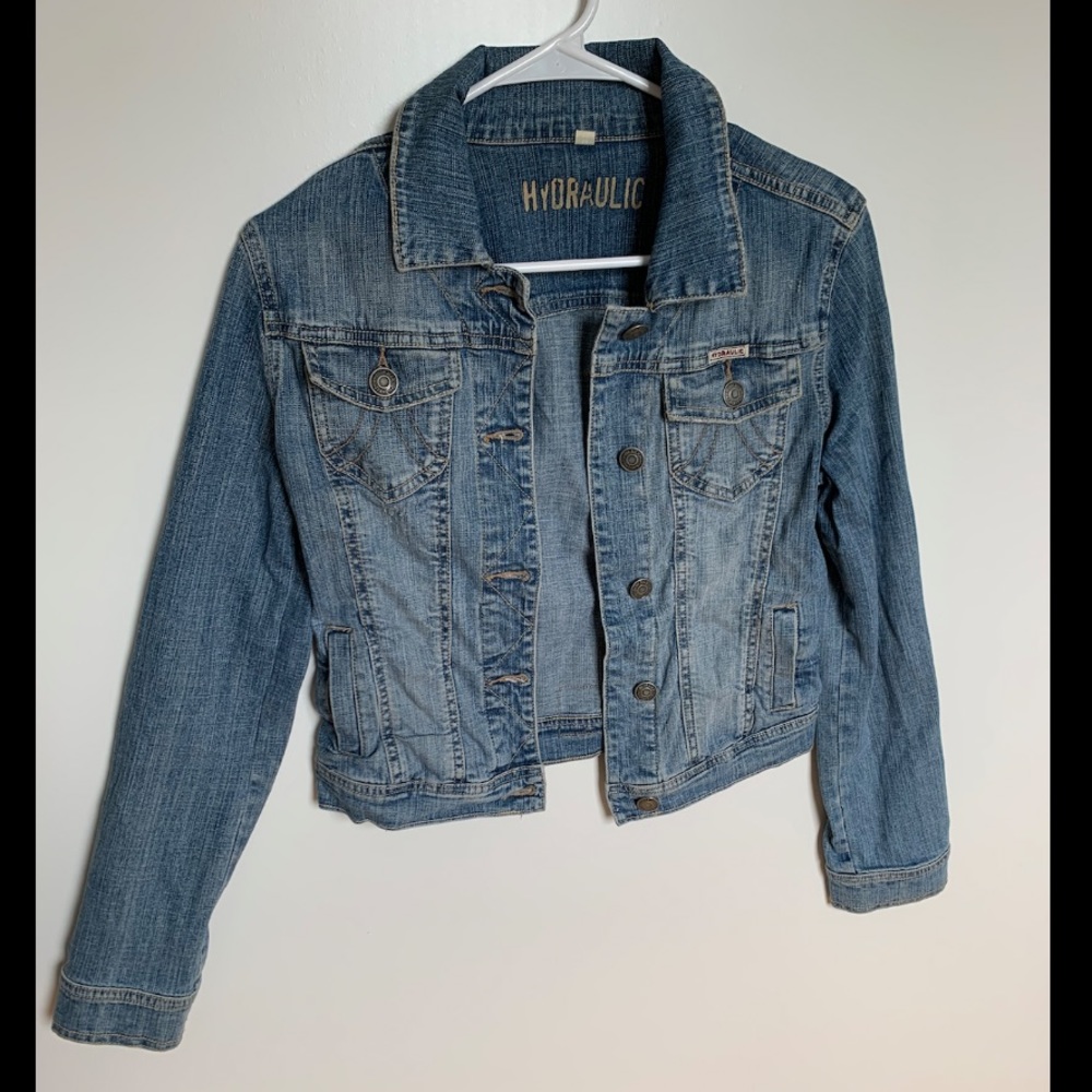 Hydraulic distressed denim jacket